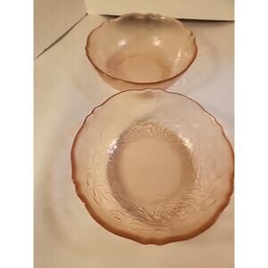 2 Vintage Arcoroc France Rosa Pink Rosaline Glass Cereal Soup Salad Bowls 6"